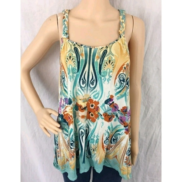 Free People Floral Paisley Racer Back tank Top - Picture 1 of 5